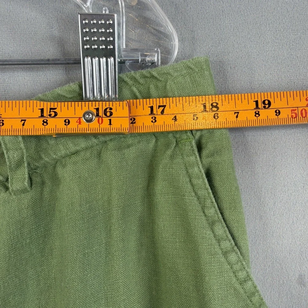 JM Collection Linen Pants Womens 18 Green Cropped Wide Leg Pull On - Picture 2 of 5